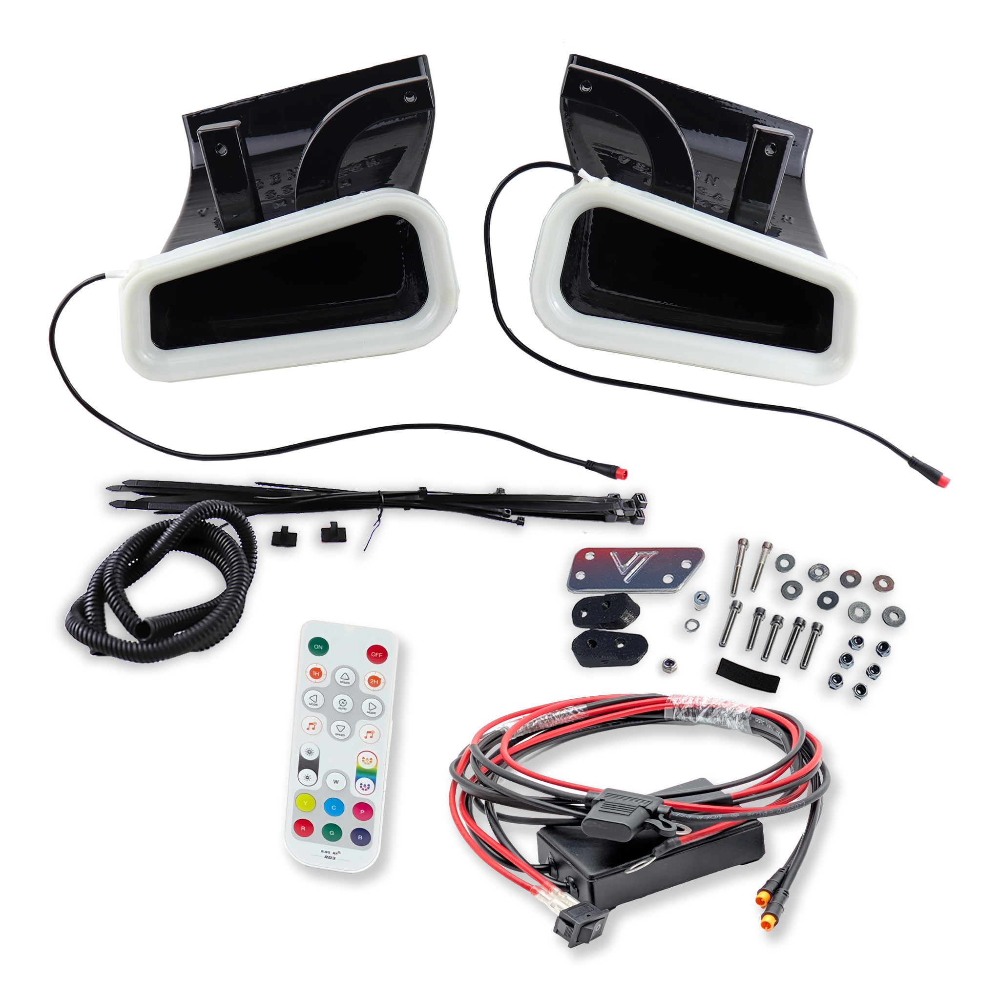 2016-2022 Infiniti Q60 Red Sport Dual BIG MOUTH LIT KIT Ram Air Intake Snorkels