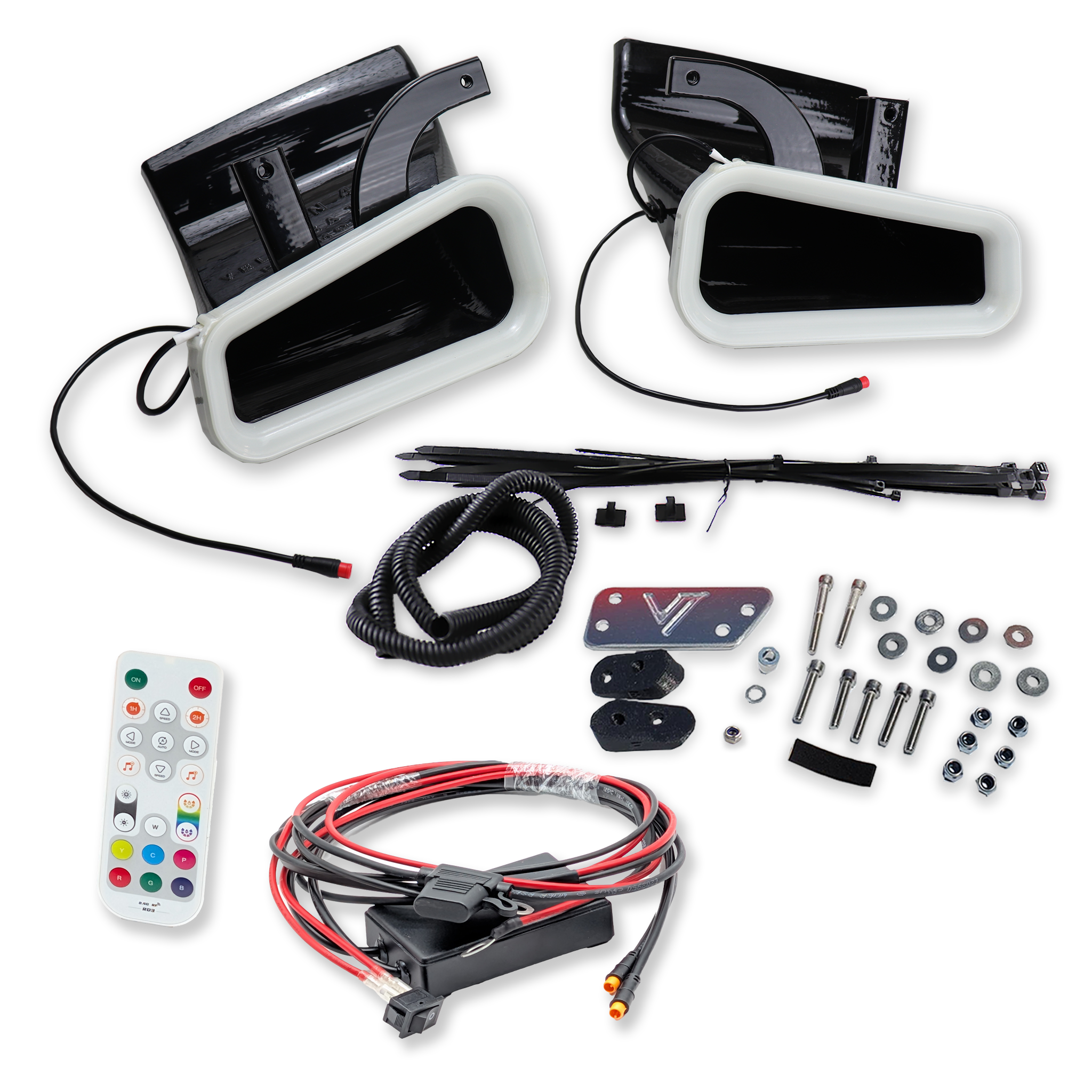 2016-2024 Infiniti Q50 Red Sport Dual BIG MOUTH LIT KIT Ram Air Intake Snorkels