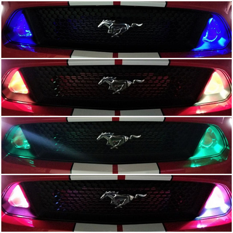 2015-2017 Ford Mustang Dual BIG MOUTH Ram Air Intake Snorkels - LED Lit Version | Velossa Tech Design